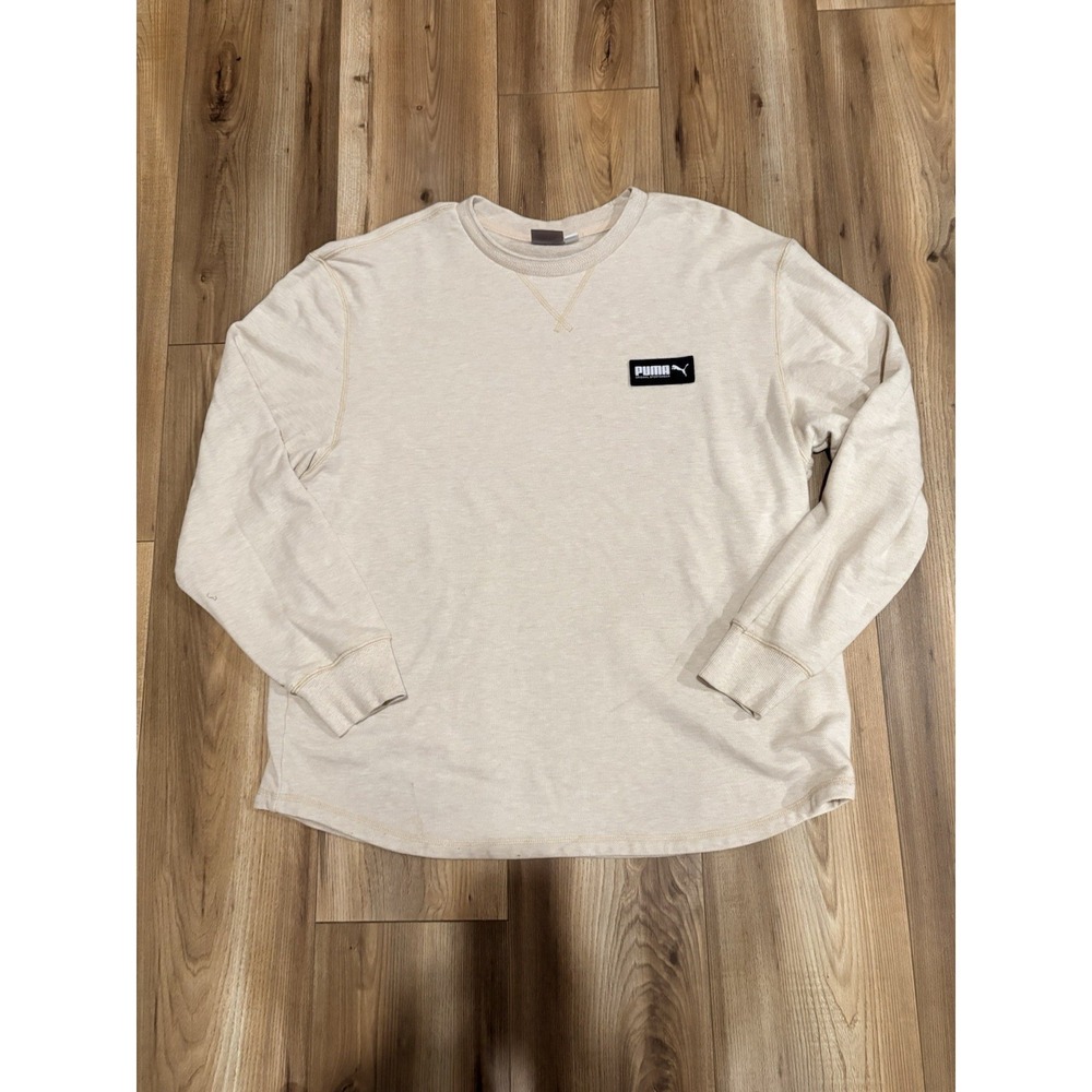 Puma Longsleeve Casual‎ Shirt Men's Large Ivory Crewneck Crème